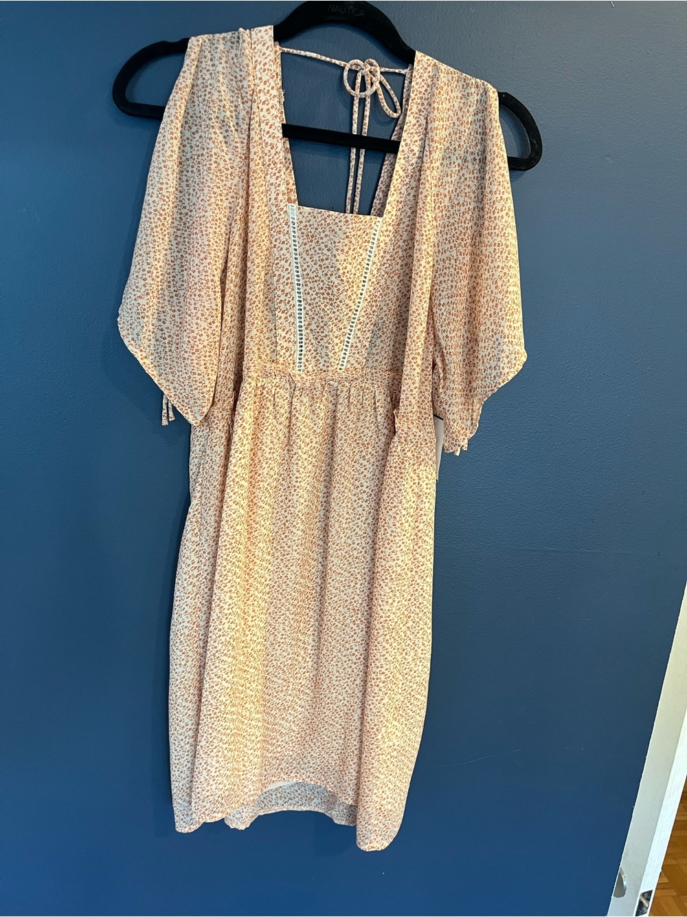 Floral Square-Neck Midi Dress in Light Pink